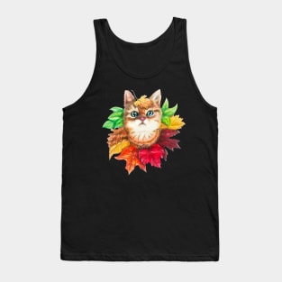 Fall Leaves Cat Tank Top